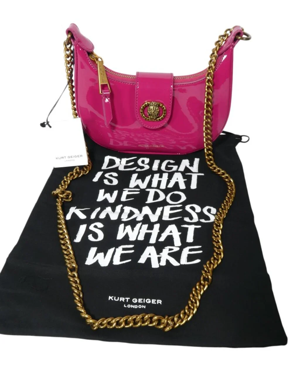 Kurt Geiger London‎ Chelsea SM Hobo Xbody Bag Fuchsia Pink Crossbody Small Hobo
